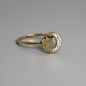 Anillo gold luna y estrella