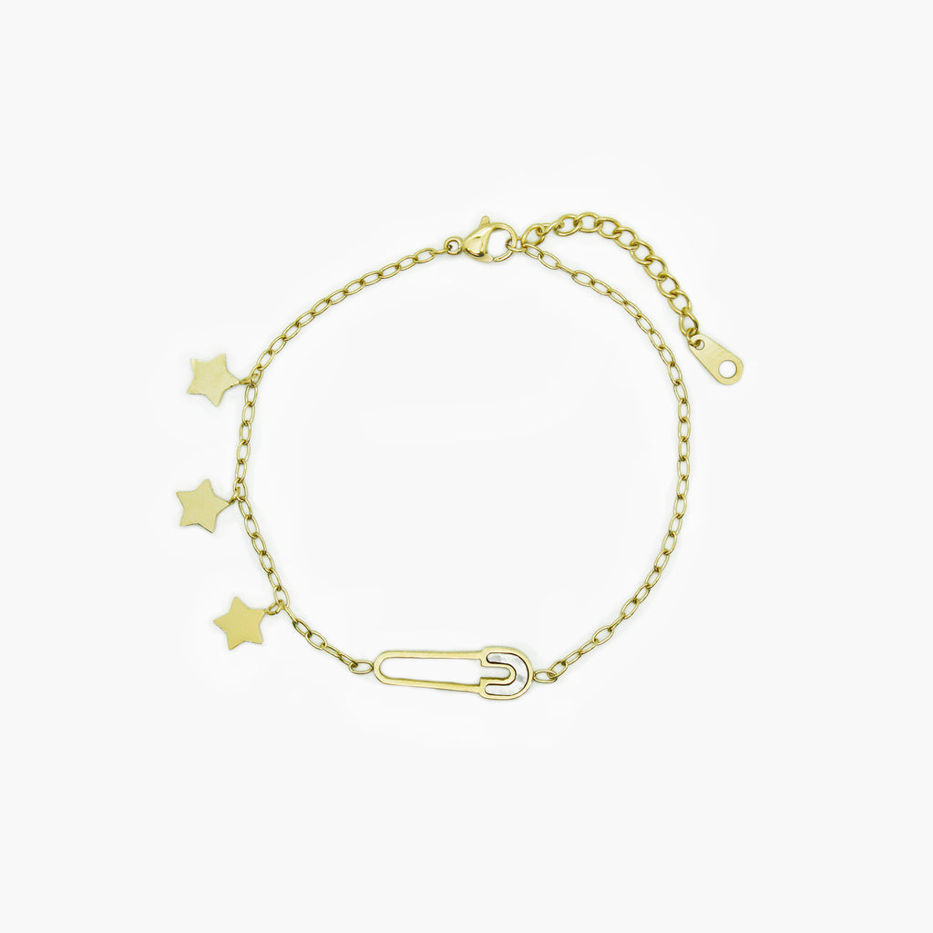 Brazalete gold cadena imperdible nacarado