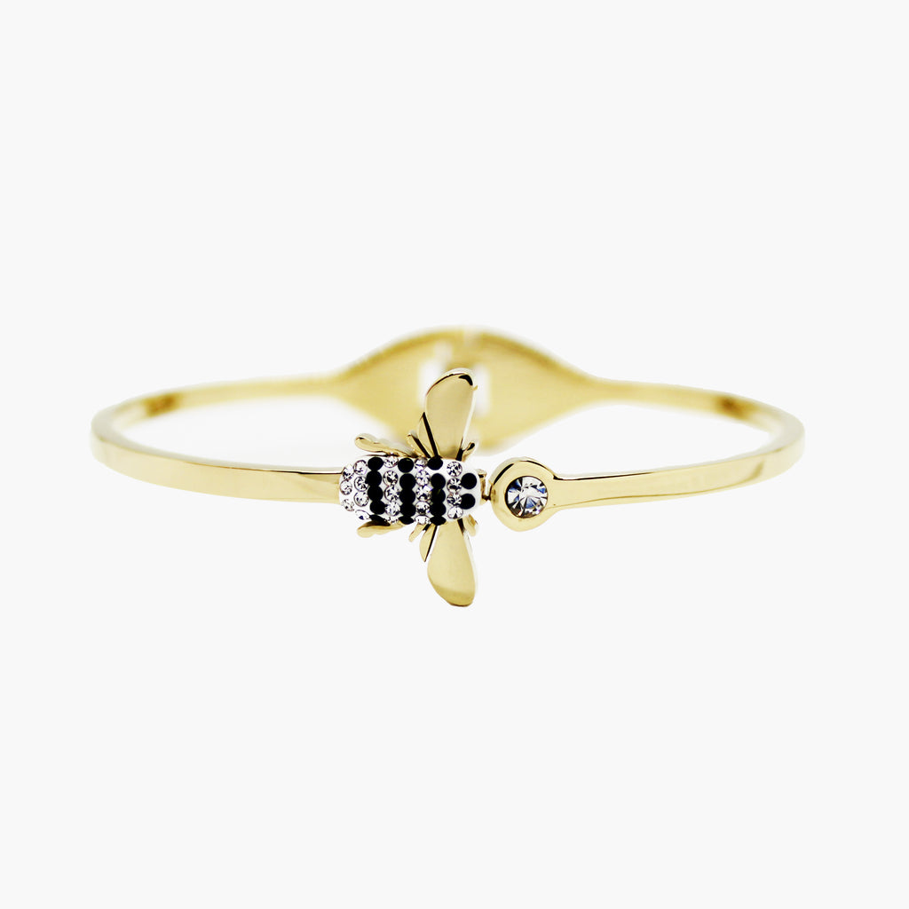 Brazalete gold bangle mosca con circones