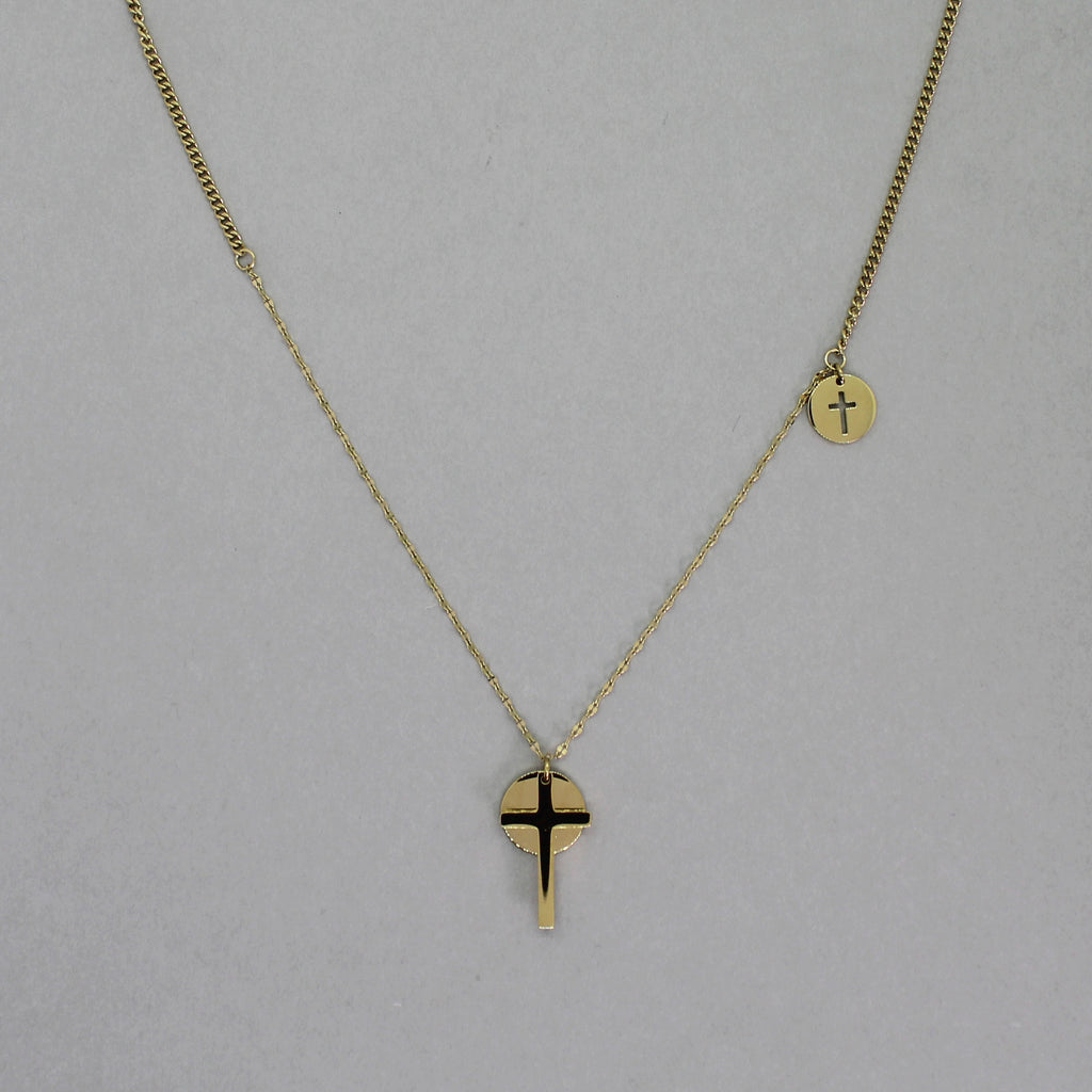 Cadena gold doble cruz