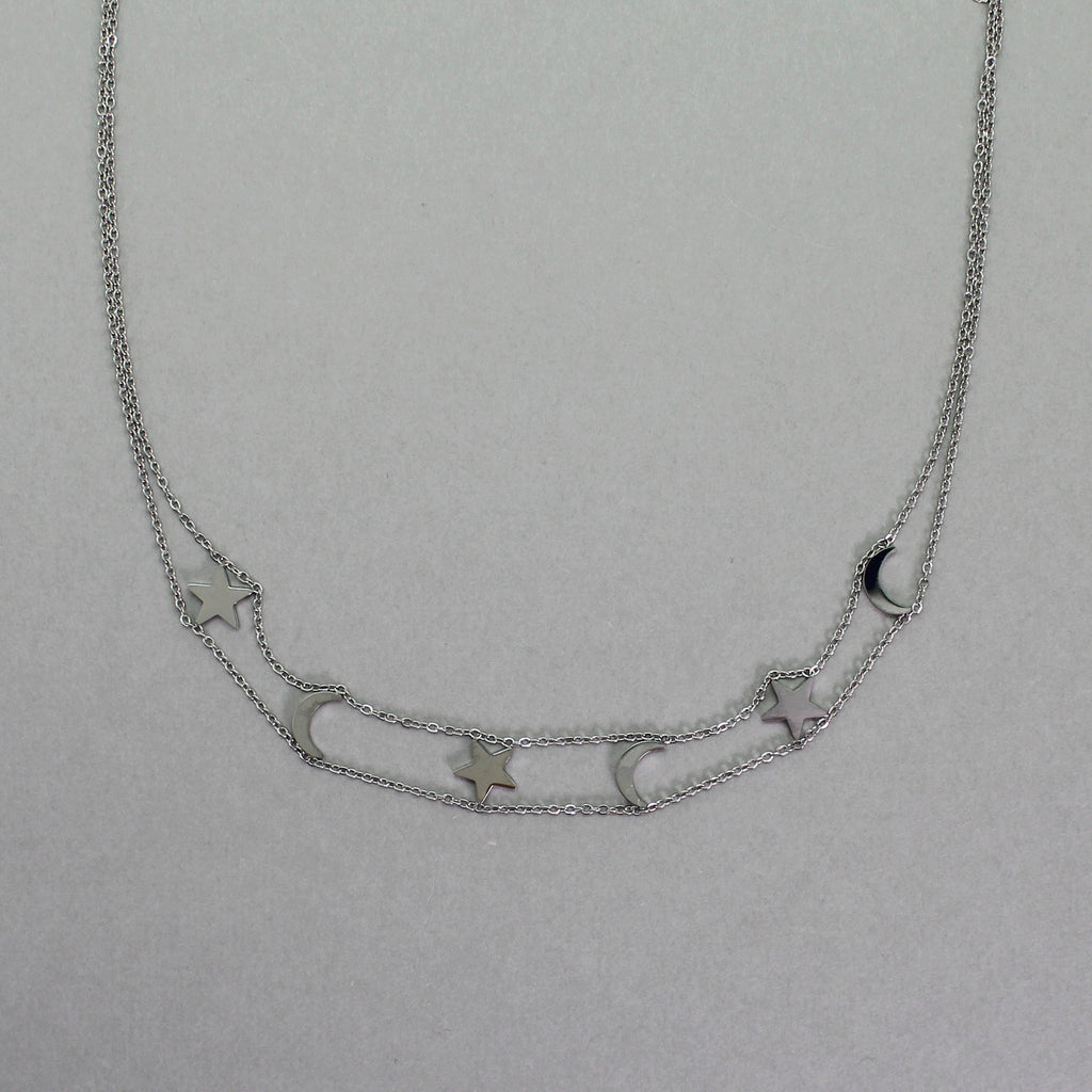 Cadena silver lunas y estrellas