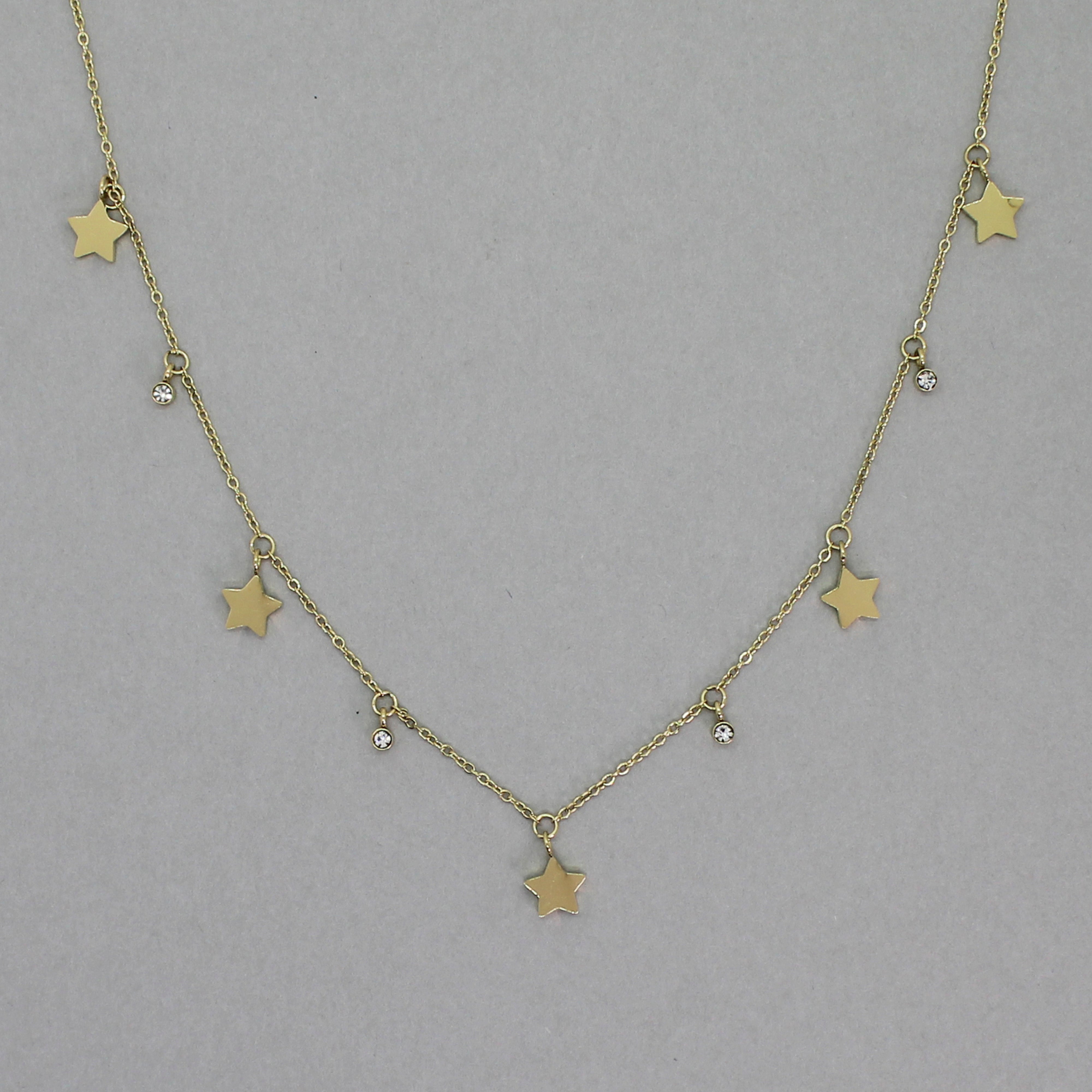 Cadena gold estrellas y circones