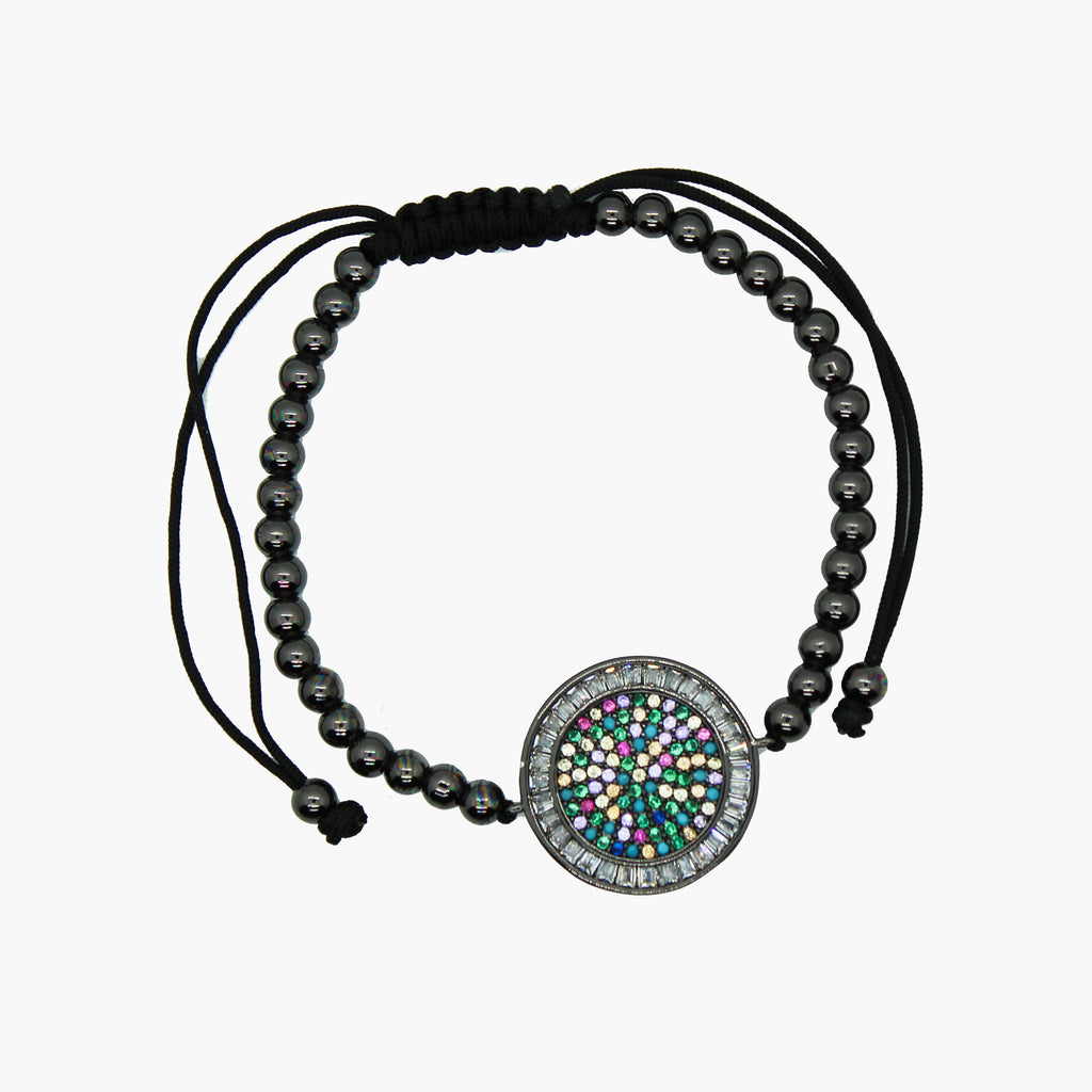 Brazalete black ajustable medalla de colores