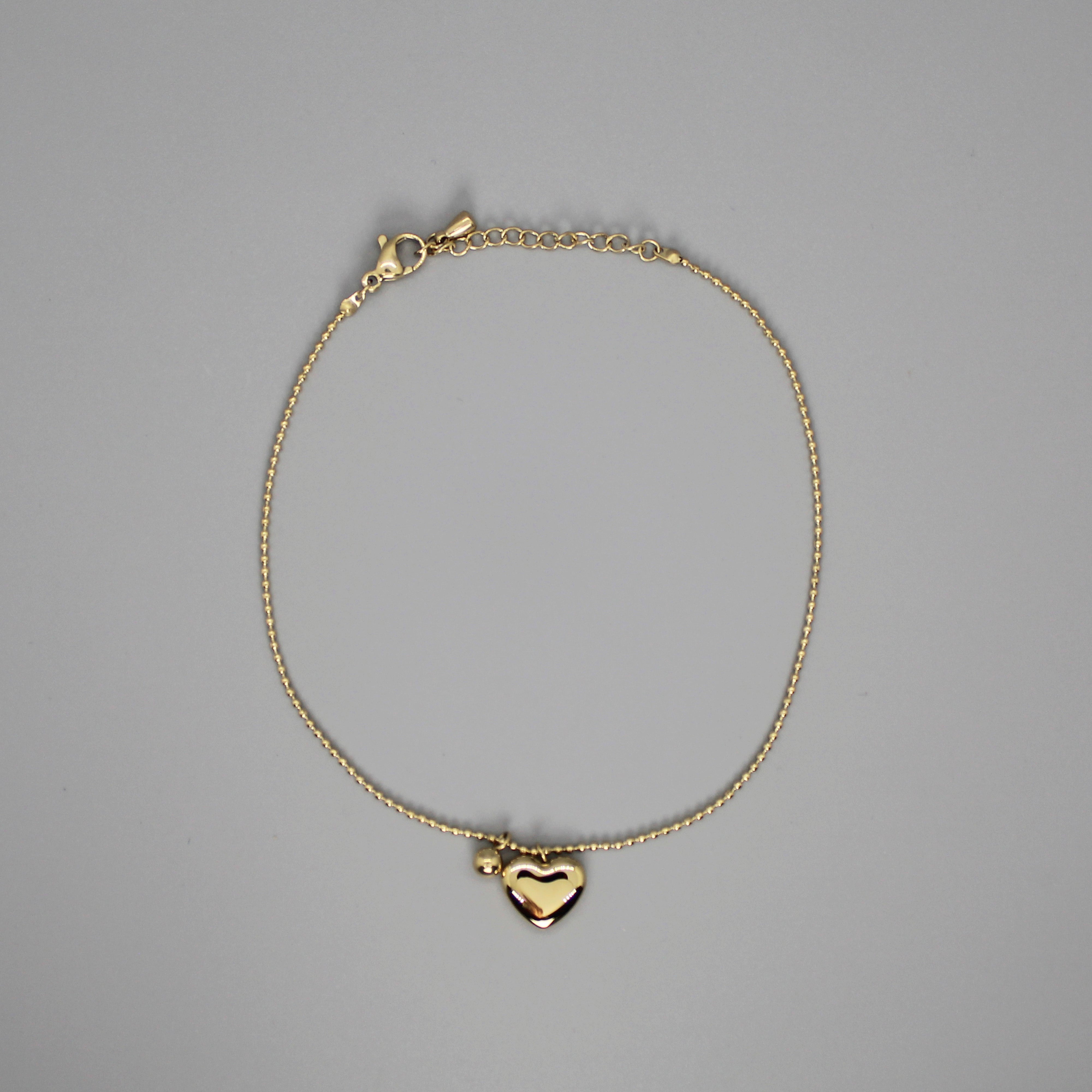 Tobillera gold con corazon