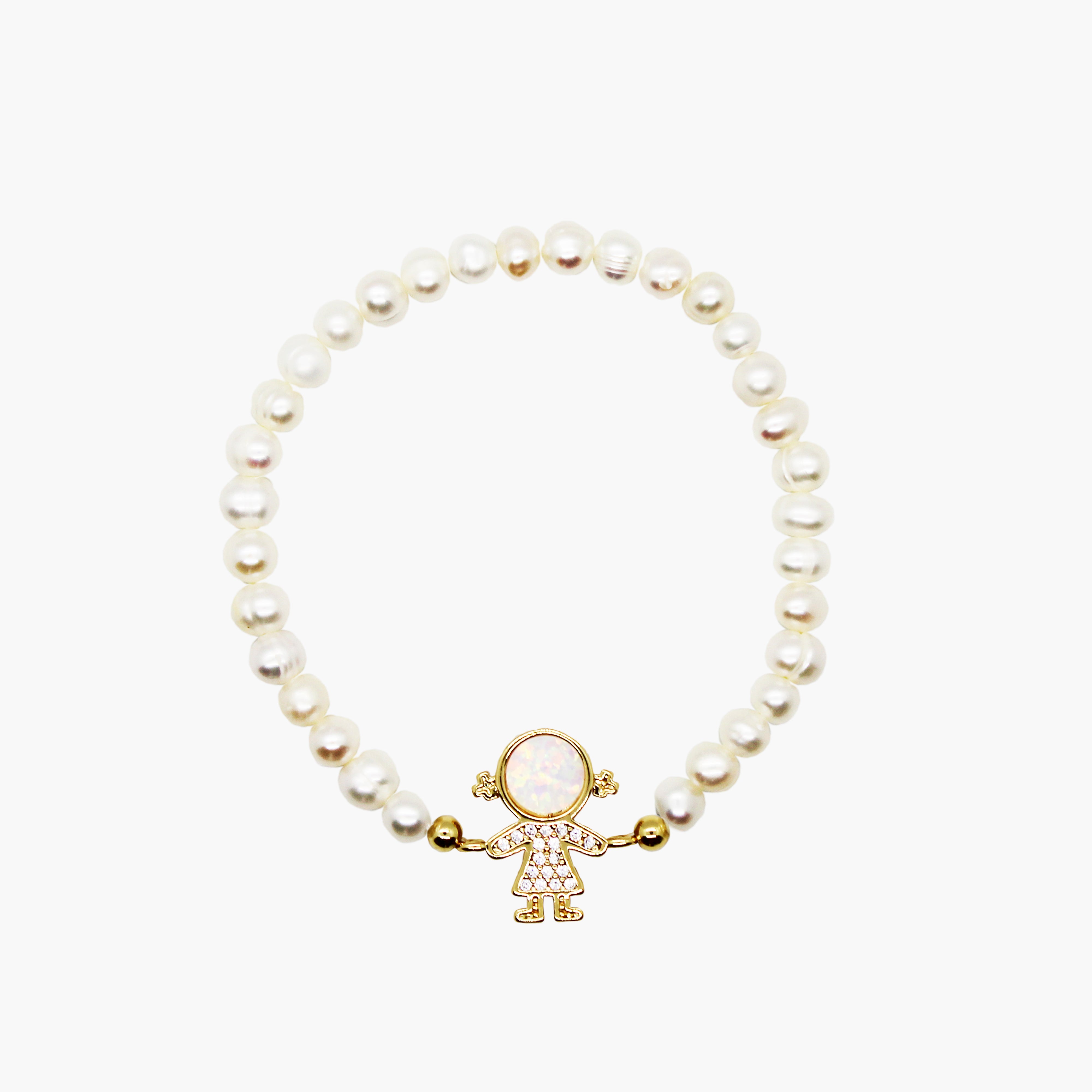 Brazalete de perlas amuleto gold girl