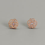 Pendientes rose gold rosas con circones