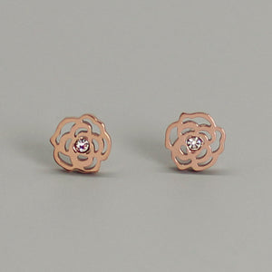 Pendientes rose gold rosas con circones