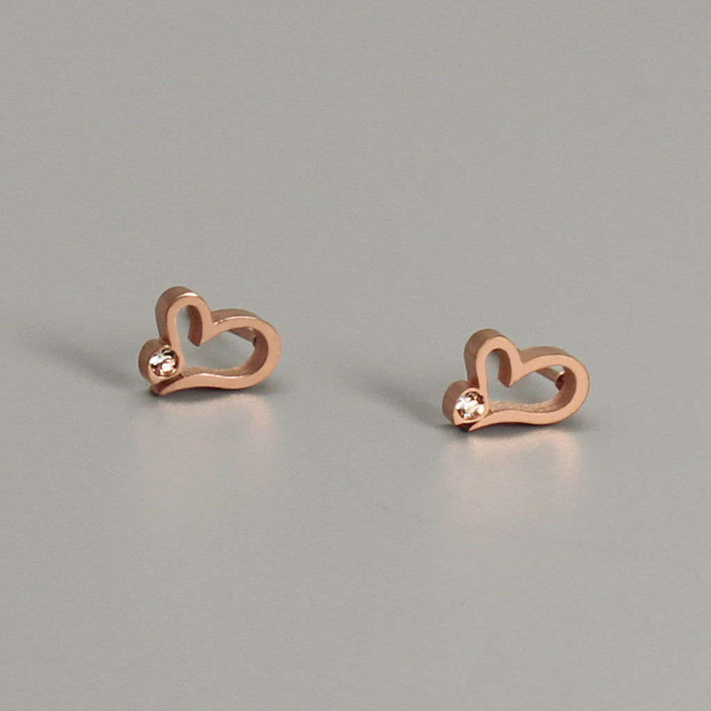 Pendientes rose gold corazones