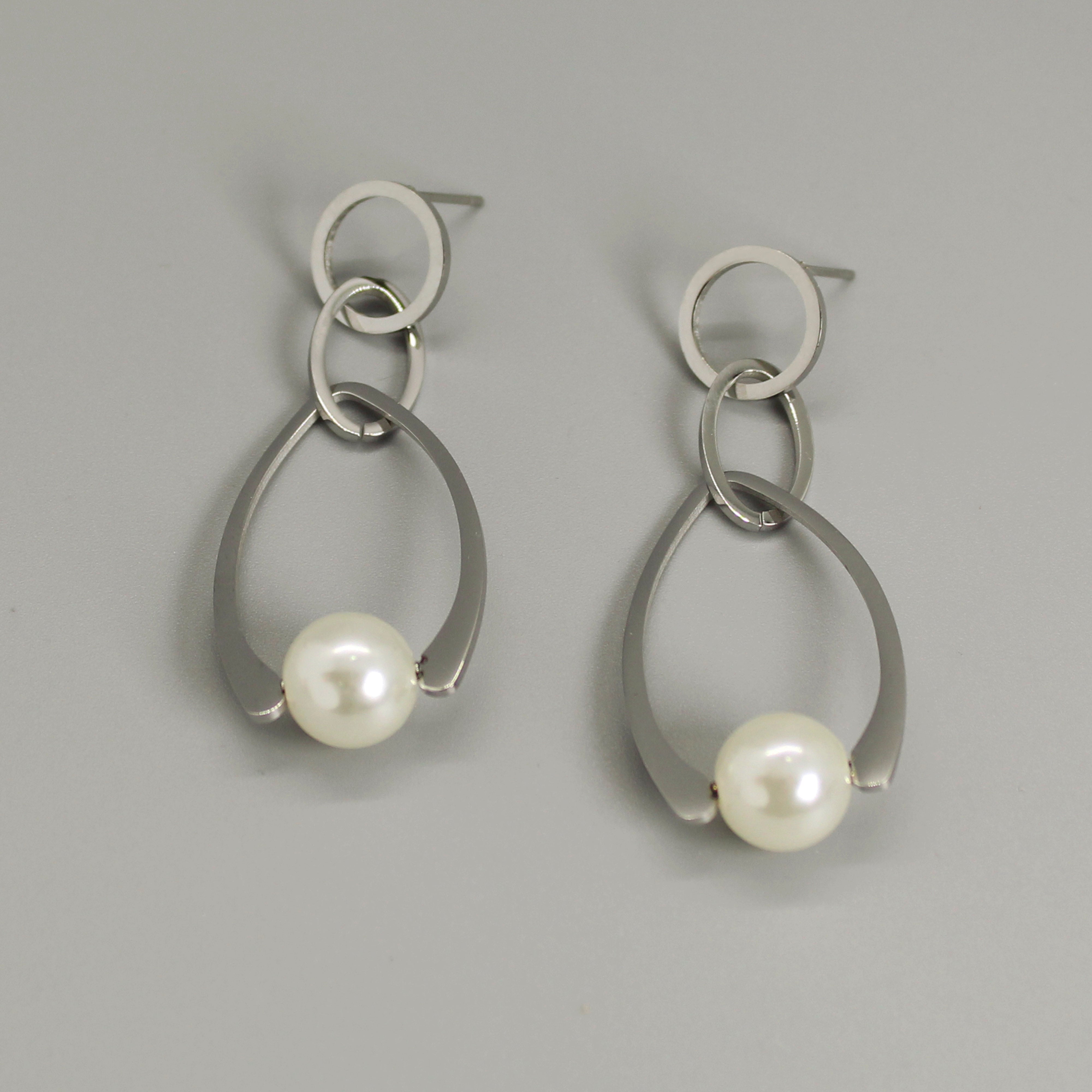 Pendientes largos silver con perlas