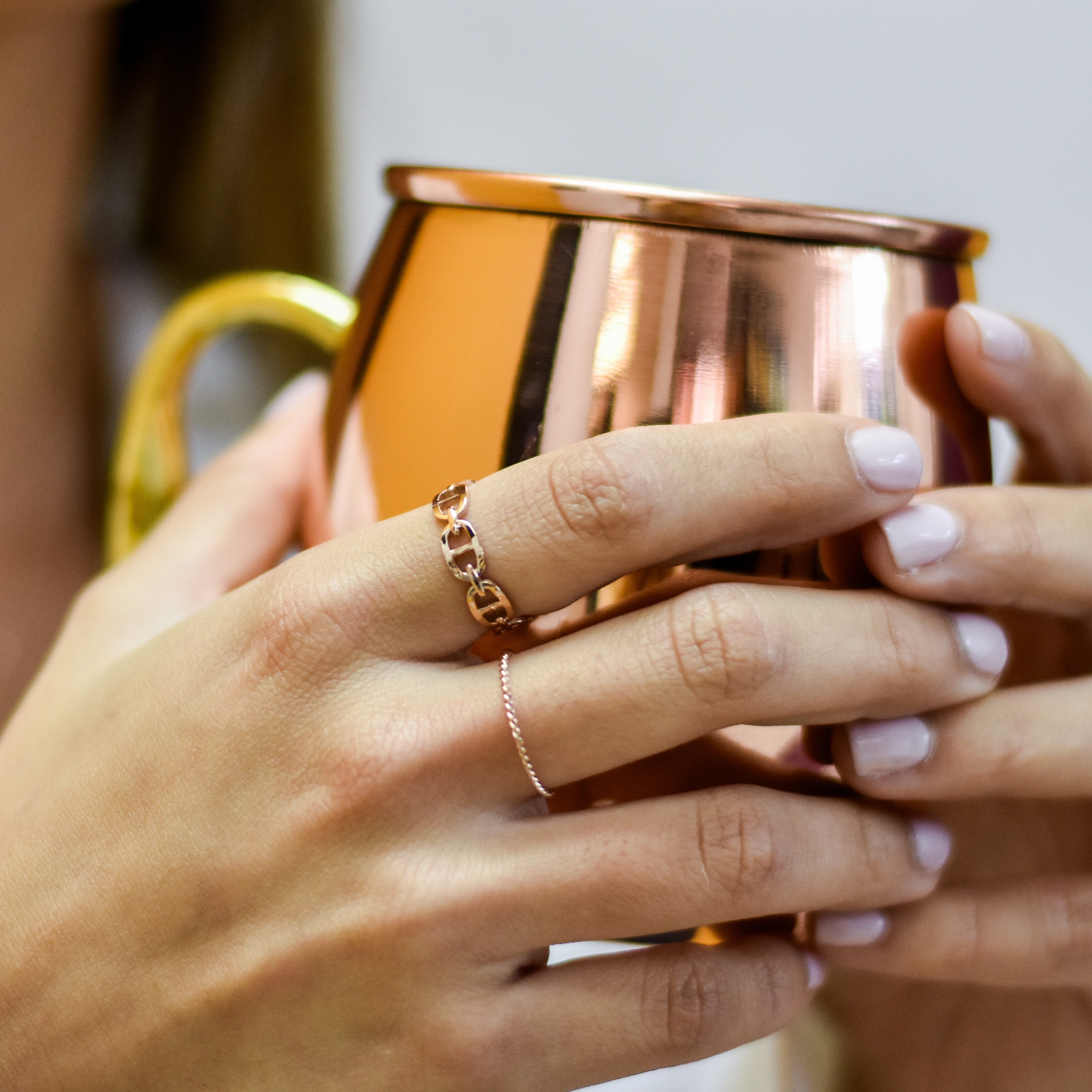 Anillo rose gold eslabones