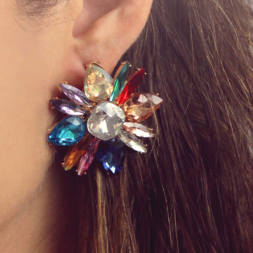 Pendientes flores multicolor