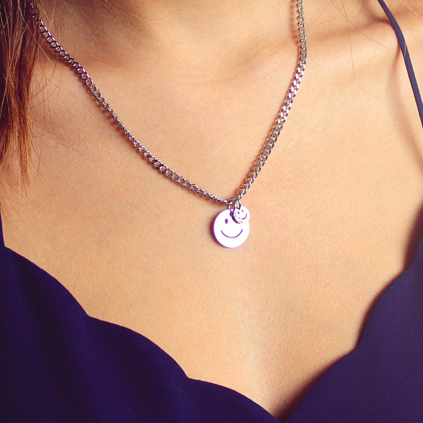 Cadena silver happy face