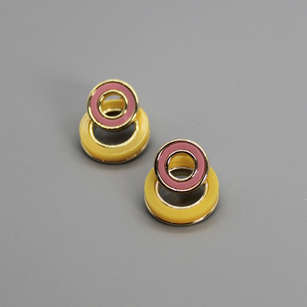 Pendientes aros mostaza y rosa